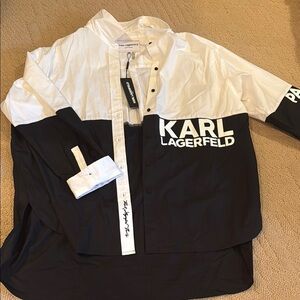 Karl Lagerfeld Black and White Casual Button Down Shirt